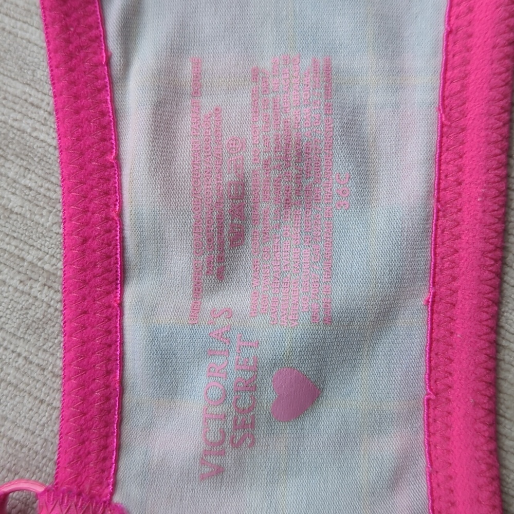 Victoria's Secret Underwire Lined Perfect Coverage Plaid Bra 36C Pink Green - Picture 12 of 16